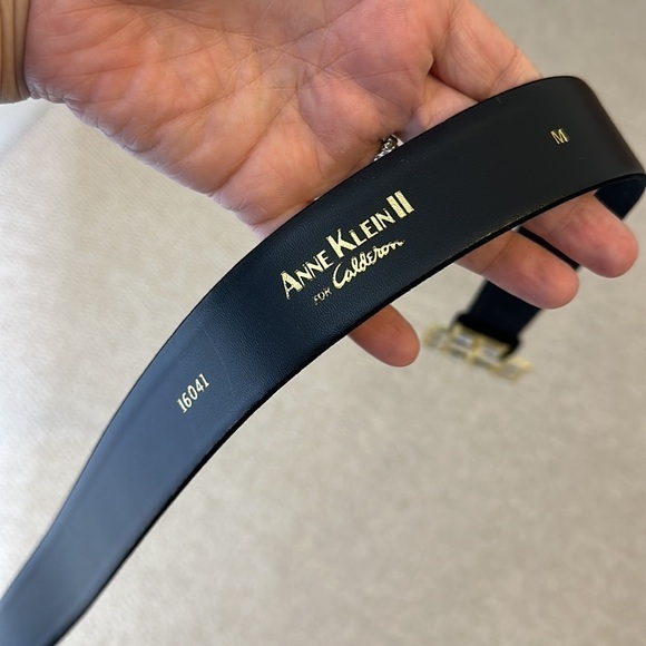 Anne Klein for Calderon Vintage Leather Velvet Belt with Crystal Buckle SzM - Picture 7 of 11